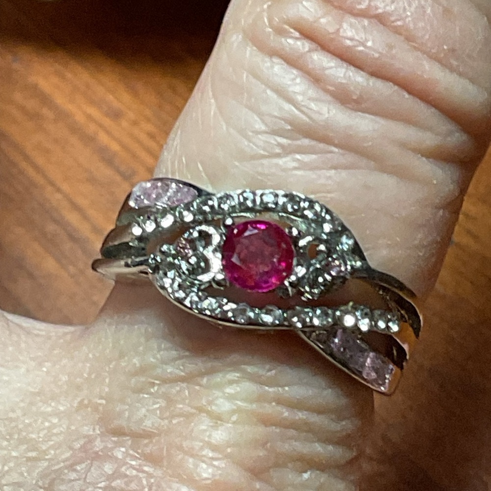 Ruby Silver/Rhodium Ring 8 - Picture 7 of 8